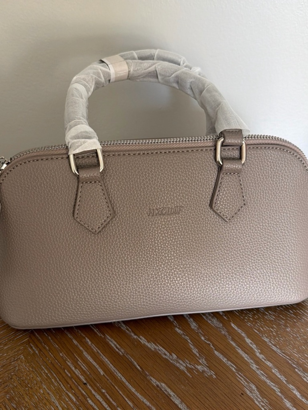 NWT Taupe Faux Pebble Leather Satchel Shoulder Bag
